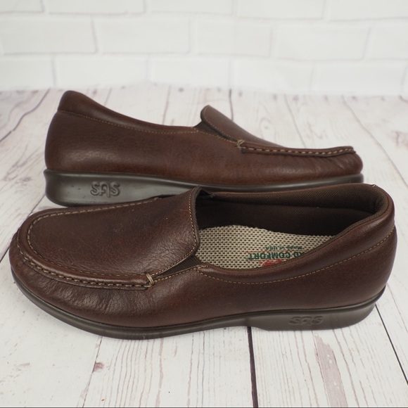 SAS sz 8.5N brown leather comfort loafers - Picture 9 of 12